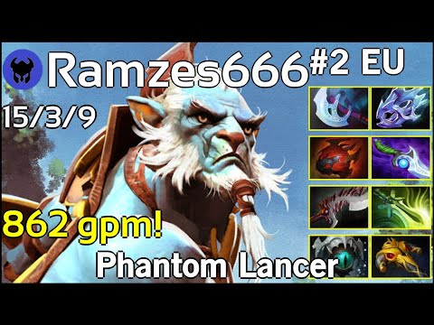 862 gpm! Ramzes666 plays Phantom Lancer!!! Dota 2 7.21