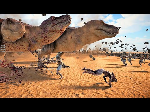 Jurassic Clash: T-Rex VS Medieval Army l | UEBS 2