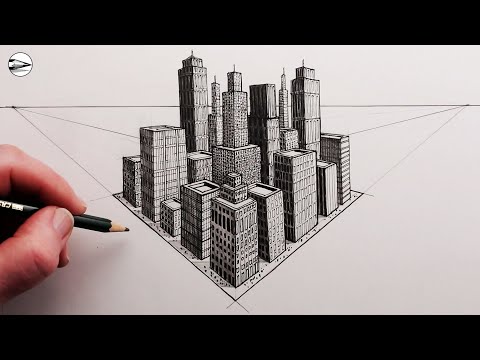 How to Draw a Simple City Block in Two-Point Perspective: Narrated Step ...