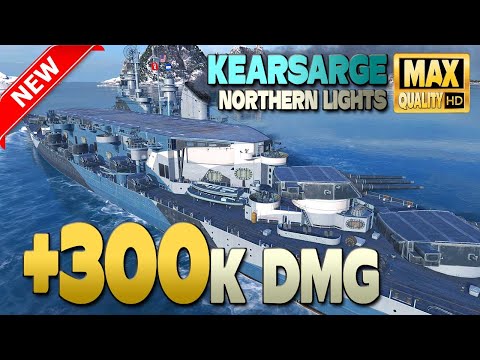 Battleship Kearsarge: Late turn on map Okinawa - World of Warships