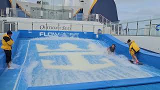 One of my worst attempts at Stand Up Surfing on the Flowrider on Ovation of the Seas cruise 04/2023