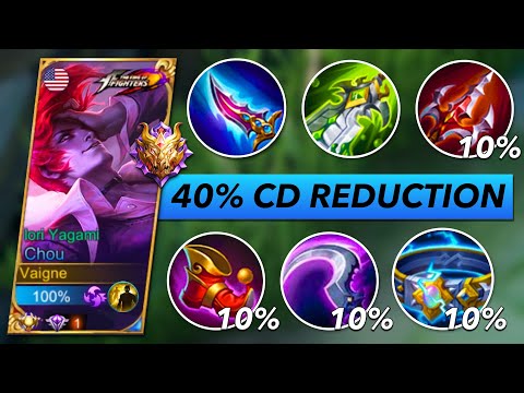 CHOU TOP GLOBAL NEW META 1 HIT COOLDOWN REDUCTION BUILD 2022!! - MOBILE LEGENDS