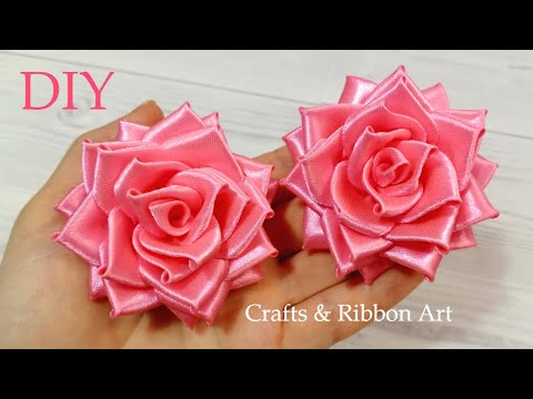 🌹 Realistic and Super Easy Ribbon Roses - Easy Flower Making - DIY Satin Ribbon Rose - Rosa de Cetim