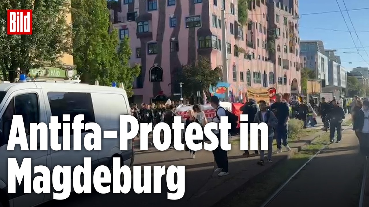 Wahl in Sachsen-Anhalt: Antifa-Demo zieht durch Magdeburg