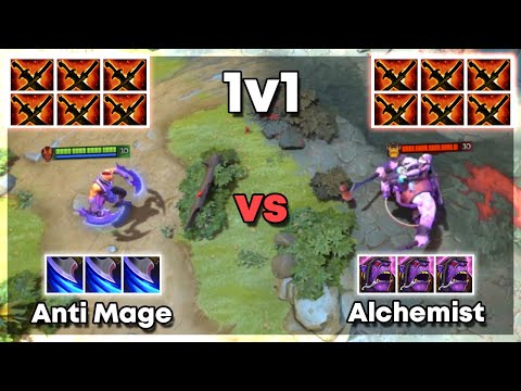 6x Sange and Yasha Anti Mage vs 6x Sange and Yasha Alchemist - Dota 2 1v1