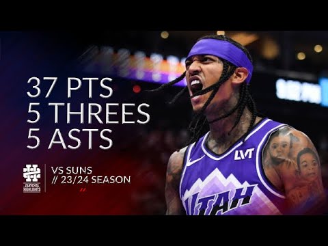 Jordan Clarkson 37 pts 5 threes 5 asts vs Suns 23/24 season