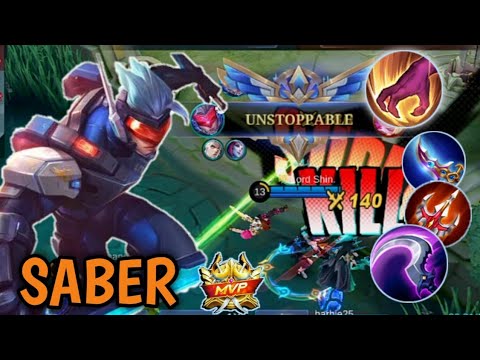 21 kills | jungler saber one hit build 2022 | MLBB