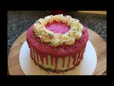 Pink drip cake