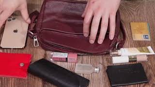 Кросс-боди женская сумка из натуральной кожи Grande Pelle 11653 бордовая