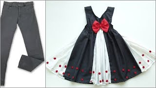Sewing a gorgeous baby dress of old jeans - YouTube