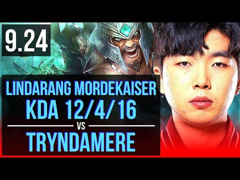 Lindarang MORDEKAISER vs TRYNDAMERE (TOP) | 2 early solo kills, Godlike | Korea Challenger | v9.24