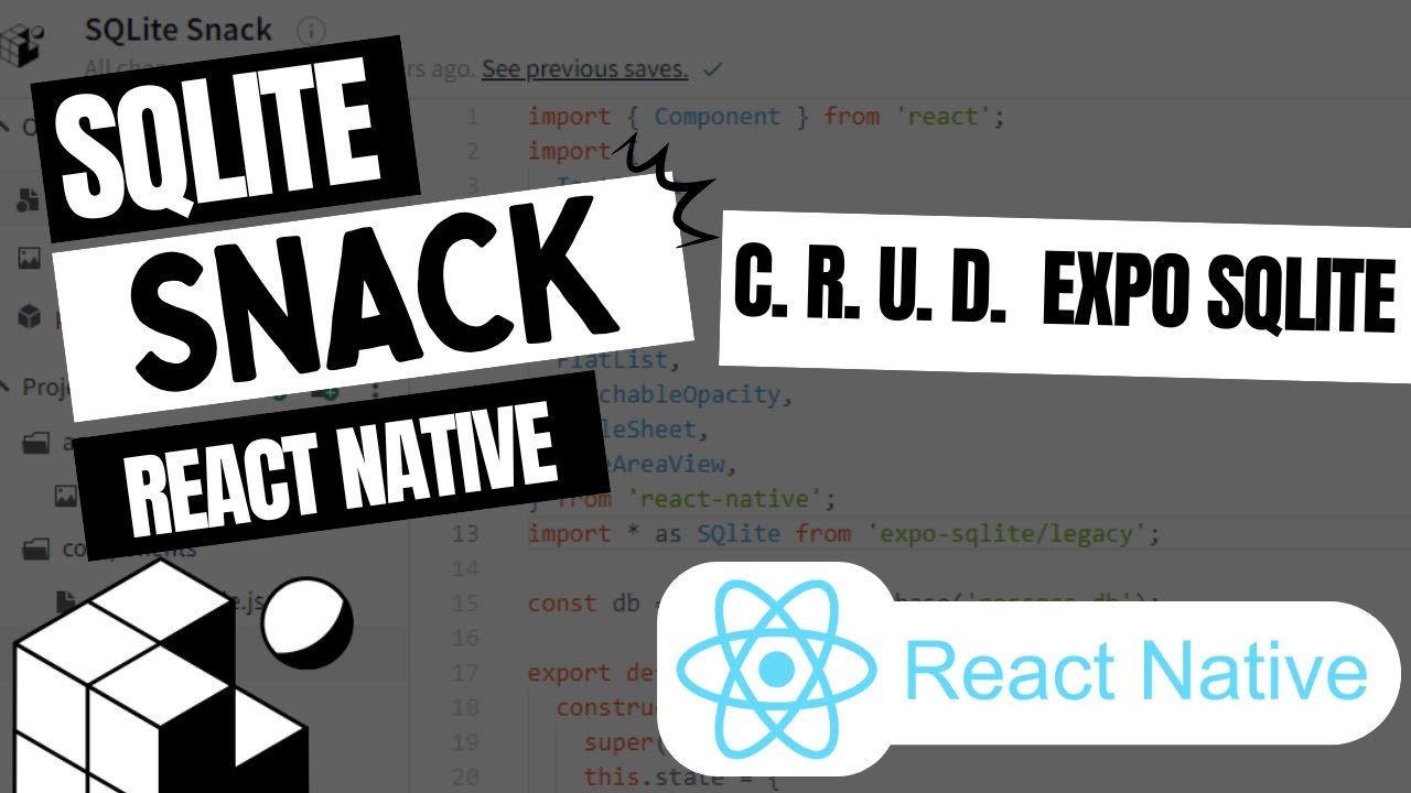 SQLite React Native Expo Snack Exemplo Banco de dados