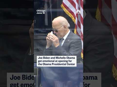 Joe Biden and Michelle Obama get emotional at opening for the Obama Presidential Center