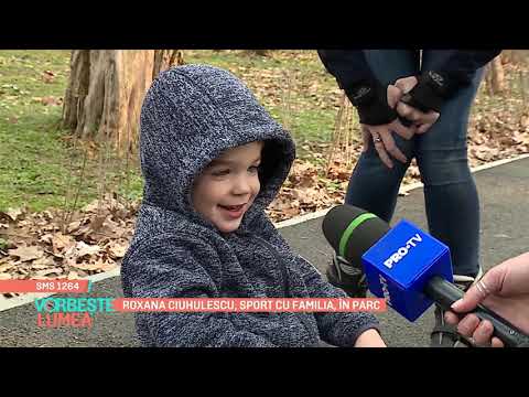 Roxana Ciuhulescu, sport cu familia, în parc