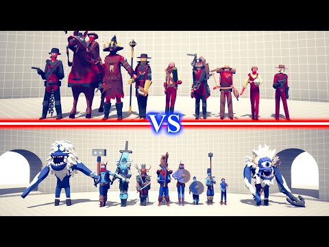 WILD WEST ADDON TEAM vs VIKING DLC TEAM - Totally Accurate Battle Simulator TABS