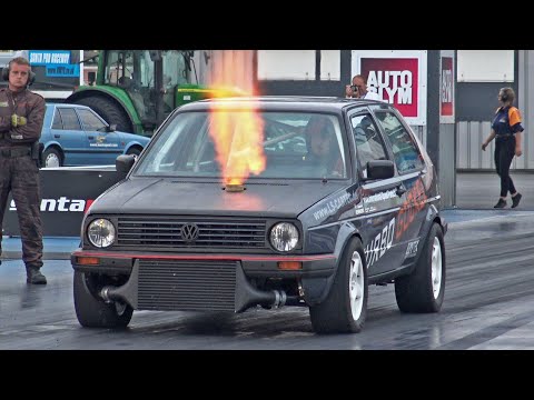 Turbo Gockel 1000HP+ VR6 Golf Mk2 at Santa Pod Raceway