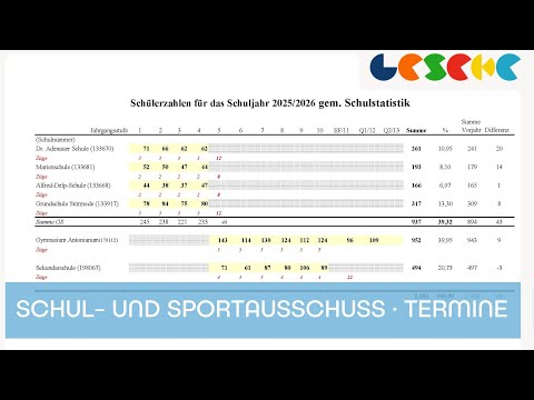 Rathaus TV Schul- und Sportausschuss & Termine (31.10.2025)