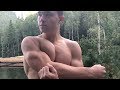 Most Muscular 15 years old boy in the world! flexing show at the lake