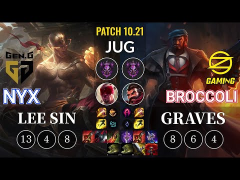 GEN Nyx Lee Sin vs OZ BroCColi Graves Jungle - KR Patch 10.21