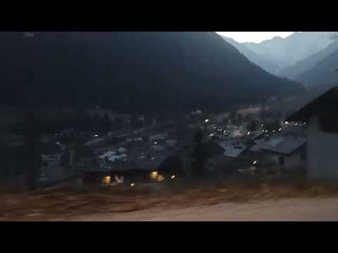 Driving from Allein IV (Etroubles), at dusk. Aosta valley, Italy, 08/03/22