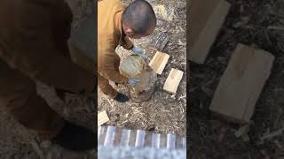 薪割り動画　コナラ40cm