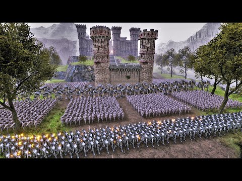 Golden Knight and Elven Warriors Attack Castle Defended by Soul Tyrants, Orcs and Giant Ogres - UEBS
