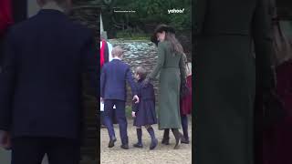 Kate Middleton and Prince George comfort Prince Louis at Christmas service | #shorts #yahooaustralia