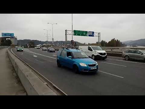 Morning traffic on Barrandov bridge