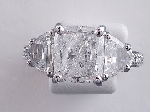5.07 ctw Cushion Cut F SI2 Diamond Engagement Ring - BigDiamondsUSA