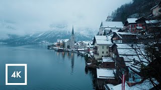 Snowy Scenic Walk in Hallstatt, Austria, Morning Binaural Winter Sounds ❄️