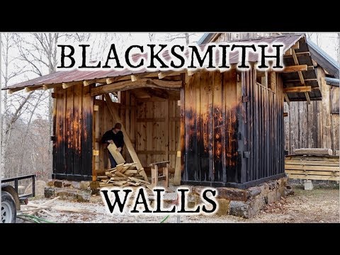 Japanese Timber Frame Blacksmith Shop gets Yakisugi (焼杉) Board and Batten Siding