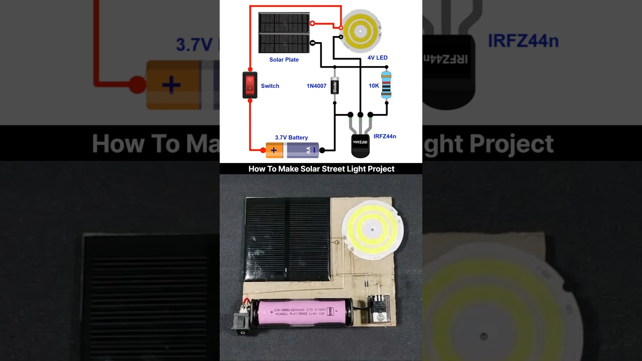 How To Make Solar Street Light Project #electrical #electric #electronic #diagram #solar #shorts