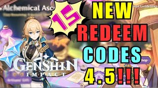 All New Redeem Codes Genshin Impact 4.5