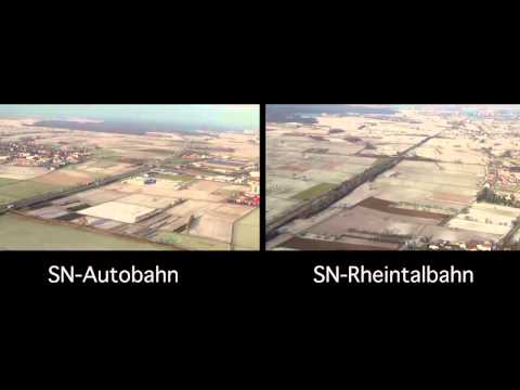 Rheintalbahn: Die beiden Trassenalternativen aus der Luft