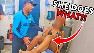 Woman Tears Hamstring and Ignores Lifeguards' Advice!