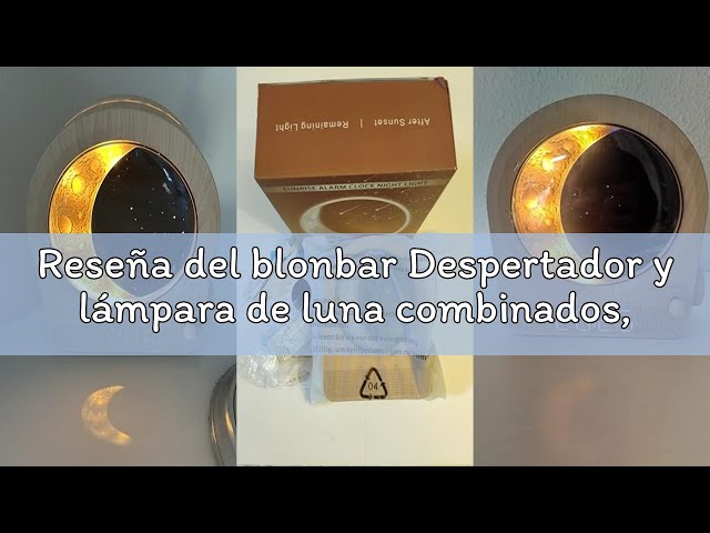 Vídeo relacionado con blonbar Despertador y lámpara de luna combinados, 2 despertadores,3 niveles de brillo, lámpara de noche con luz diurna, 10 sonidos naturales, luz nocturna regulable, ideal para