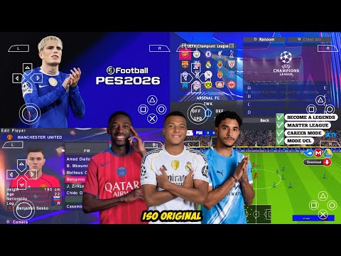 EFOOTBALL PES 2026 PPSSPP ISO NO TEXTURES & NO SAVE DATA NEW KITS 2025/26 REAL FACES & TRANSFERS