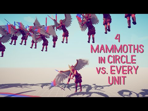 4 MAMMOTHS in CIRCLE vs. EVERY UNIT -Totally Accurate Battle Simulator (TABS)