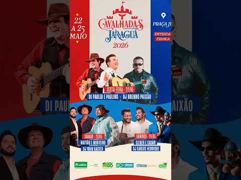 CAVALHADAS DE JARAGUÁ 2026, PROGRAMAÇÃO CONFIRMADA COM GRANDES SHOWS GRATUITOS NA PRAÇA JK!