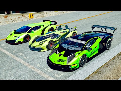 Lamborghini Essenza SCV12 vs Lamborghini V12 Vision GT vs Lamborghini Veneno at Top Gear