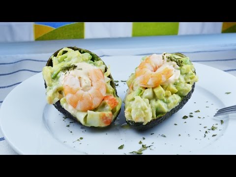 Stuffed Avocado with Shrimp Salad - Easy Crab Sticks & Shrimp Stuffed Avocados Recipe
