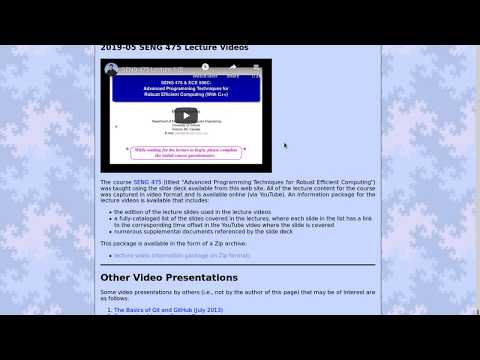 2019-05 SENG 475 Video-Lecture Information Package
