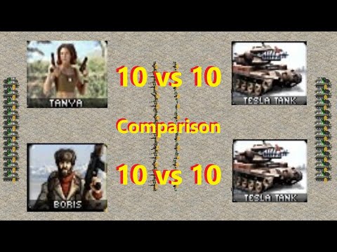 10 vs 10 - Tanya/Boris vs Tesla Tanks - Red Alert 2