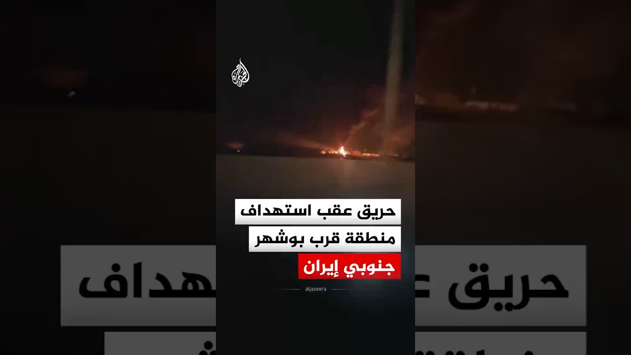 فيديو | اندلاع حريق عقب استهداف منطقة قرب بوشهر جنوبي إيران‬