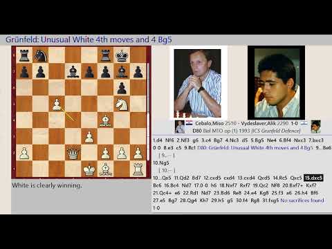Playing 1.d4 against Grunfeld Defence || Miso Cebalo vs Alik Vydeslaver, Biel MTO op 1993