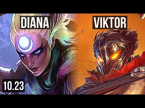 DIANA vs VIKTOR (MID) | 12 solo kills, Legendary, 1000+ games, 21/5/6 | EUW Master | v10.23