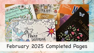 Completed Pages February 2025 | Adult Coloring