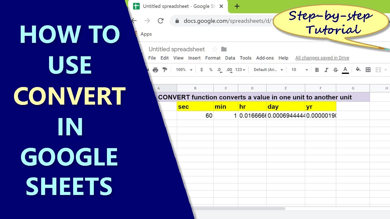 Google Sheets Convert | How to Use the Convert Function | Convert from One Unit to Another