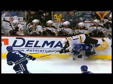 Dan Hamhuis hip check flips Lucic 6/1/11