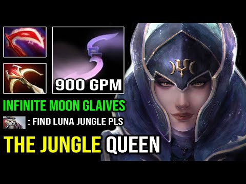 WTF Infinite Moon Glaives JUNGLE Luna +900 GPM Crazy Fast Item with Madness Daedalus Crit Dota 2